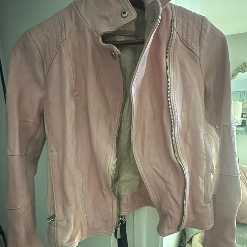 MICHAEL Michael Kors Pink Leather Jacket Chic Style